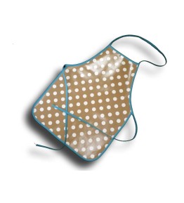 Tablier de cuisine 4-10 ans plastique  beige pois blanc