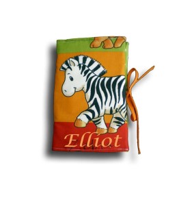Protège carnet de santé thème jungle multicolore zèbre, face brodée