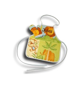 Tablier de cuisine brodé 2-4 ans + gant  thème savane