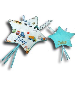 Doudou étiquettes Etoile motifs Camions