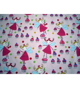 Tissu pour enfant motifs Fée rose