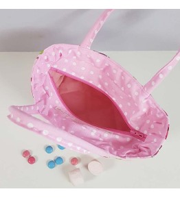 Intérieur trousse de toilette panier brodée motif Fée rose