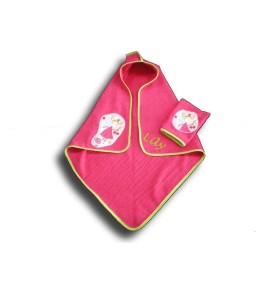 cape de bain naissance personnalisée Fée rose