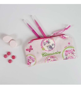 Trousse à crayons Fille personnalisée rose
