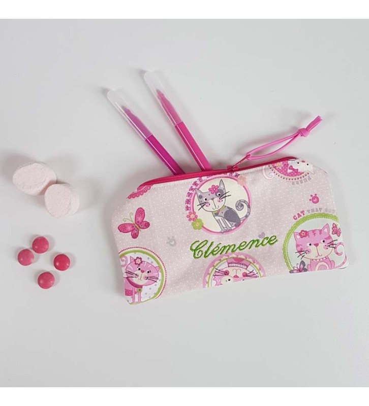 Trousse à crayons Fille personnalisée rose