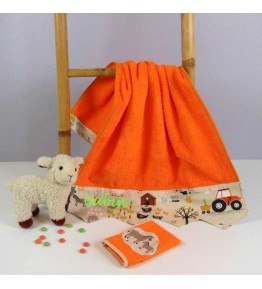 Serviette de Toilette Enfant Personnalisée Prénom- La Ferme Tracteur