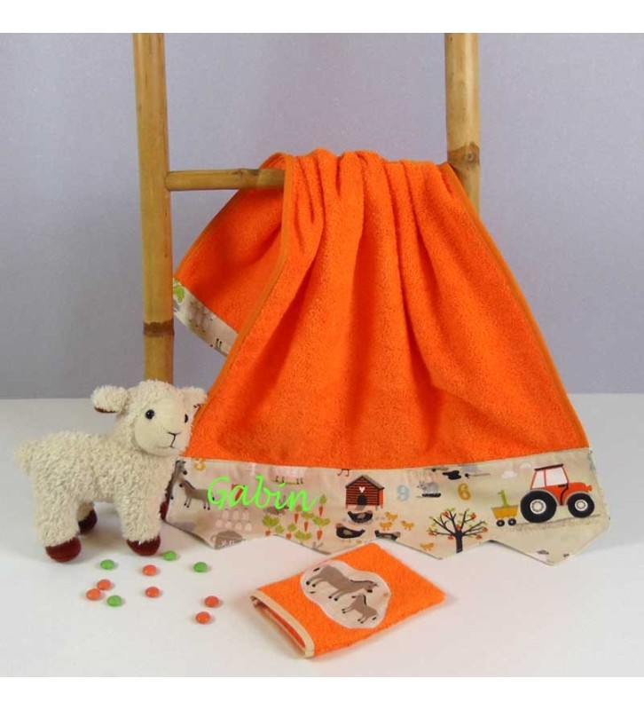 Serviette de Toilette Enfant Personnalisée Prénom- La Ferme Tracteur
