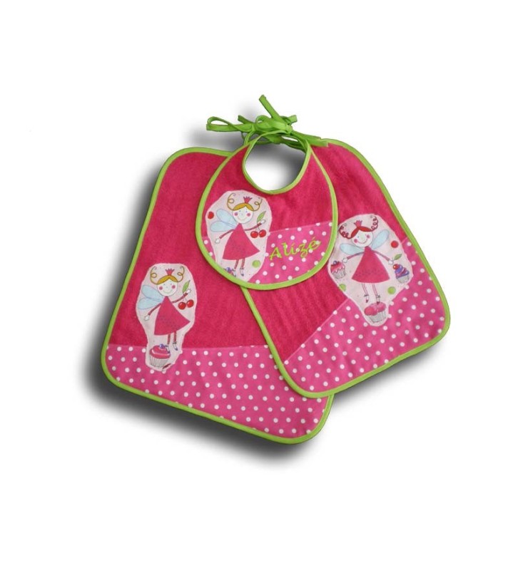 Coffret Naissance 3 Bavoirs Evolutifs - Fée Rose