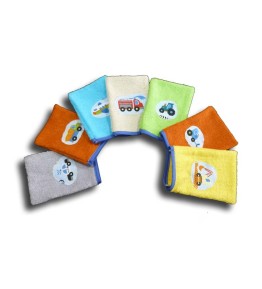 lot de 7 gants de toilette taille enfant motifs camion