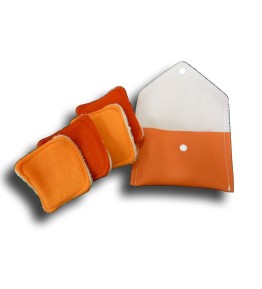 Pochette voyage 4 carrés démaquillant orange lavables