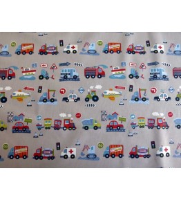 Tissu pour enfant voitures et camions
