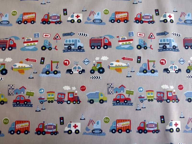 Tissu pour enfant voitures et camions