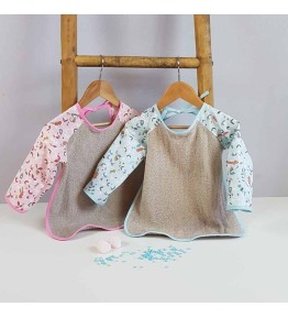 Bavoir Manches Longues Rose ou Bleu - Motif Petits Zanimos
