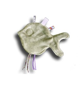 Doudou poisson Mauve brodé prénom, dos blanc