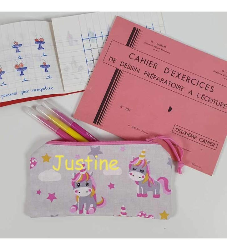 Trousse Ecole Maternelle personnalisée - Motif Licorne