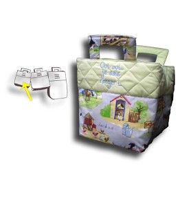 Petit sac à jouets personnalisé - Motif Campagne, haut du sac vert