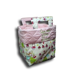 Petit sac à jouets personnalisé - Motif Fée verte, haut du sac rose