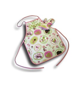 Tablier de cuisine fille 4 à 10 ans - Motif Bestioles du Jardin
